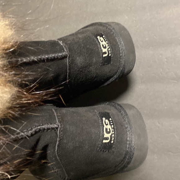 Ugg Lisa Classic Mongolian Curly Sheepskin Cuff 1875 Boots Black Size 10 - Picture 5 of 8